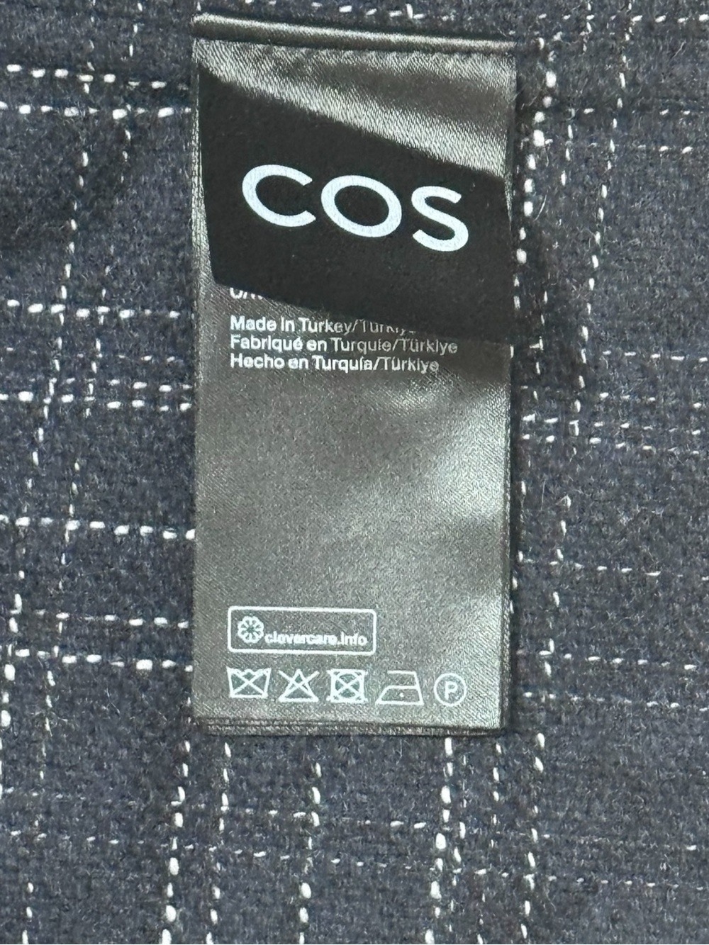 COS Navy Blue Wool Blend Grid Overshirt Jacket Relaxed Fit Size TP US XS S - Picture 9 of 11
